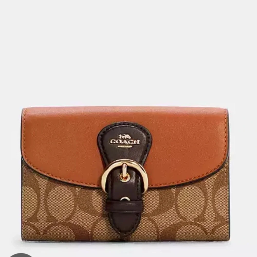 Coach C7374 Kleo Wallet In Signature Canvas Gold Khaki Multi NWT